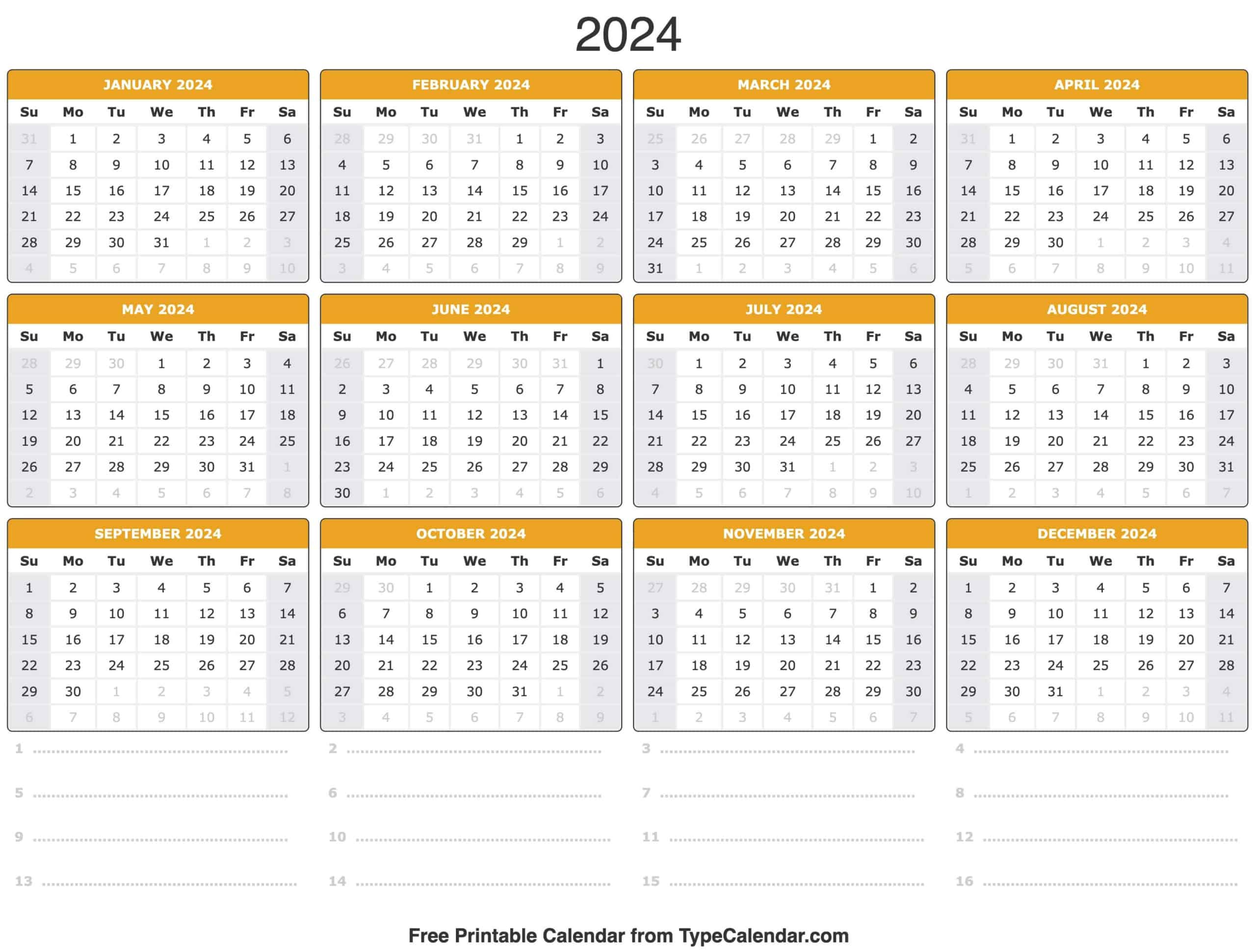 2024 Calendar: Free Printable Calendar With Holidays intended for 2024 Julian Calendar With Holidays