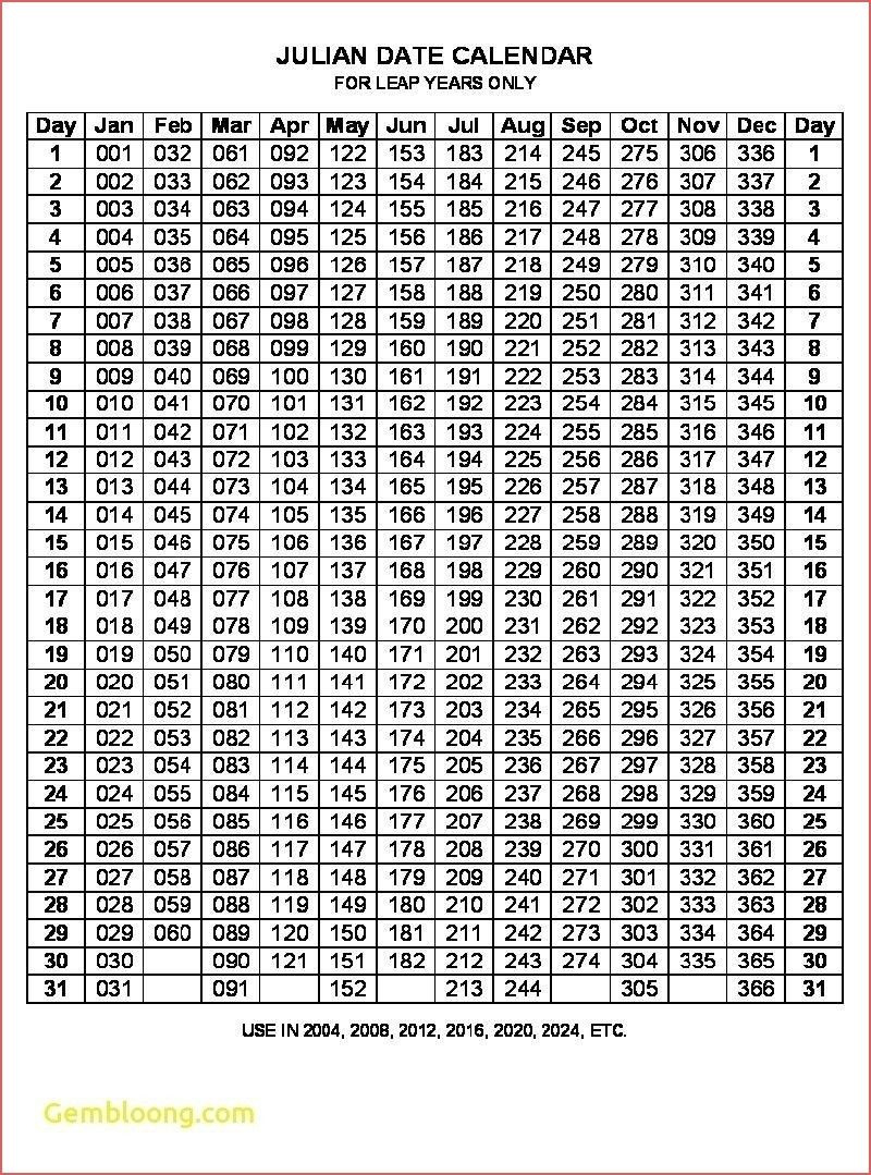 Julian Date Calendar Leap Year Printable | Calendar Printables with 2024 Julian Calendar Leap Year