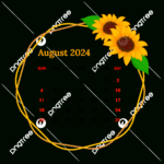 2024 August Month Calendar With Flower Frame Design Vector Pertaining To August Calendar Themes 2024