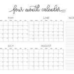 2024 Four Month Calendars   18 Free Printables | Printabulls With Regard To May June July August Calendar 2024