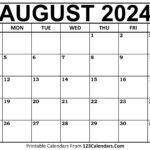 2024 Printable Calendar | 123Calendars With 123 Calendar August 2024