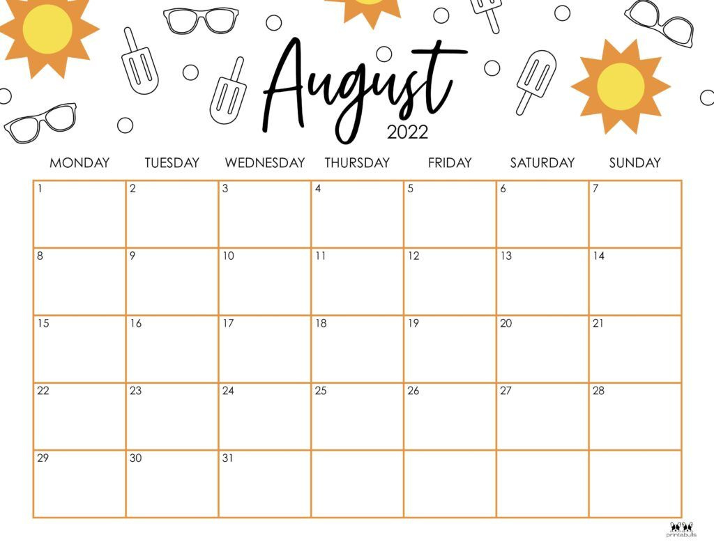 August 2022 Calendars - 33 Free Printables | Printabulls regarding Calendar For August 2022