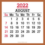 August 2022 Monthly Calendar With Holidays, Printable Free, Beige With Calendar For August 2022