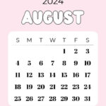 August 2024 Calendar   20 Cute & Free Printables | Saturdaygift For Cute August Calendar 2024