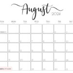 August 2024 Calendar   20 Cute & Free Printables | Saturdaygift Inside Aesthetic August Calendar 2024