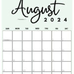 August 2024 Calendar   20 Cute & Free Printables | Saturdaygift Throughout August Monthly Calendar 2024 Printable