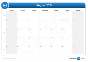 August 2024 Calendar for August 4 2024 Calendar