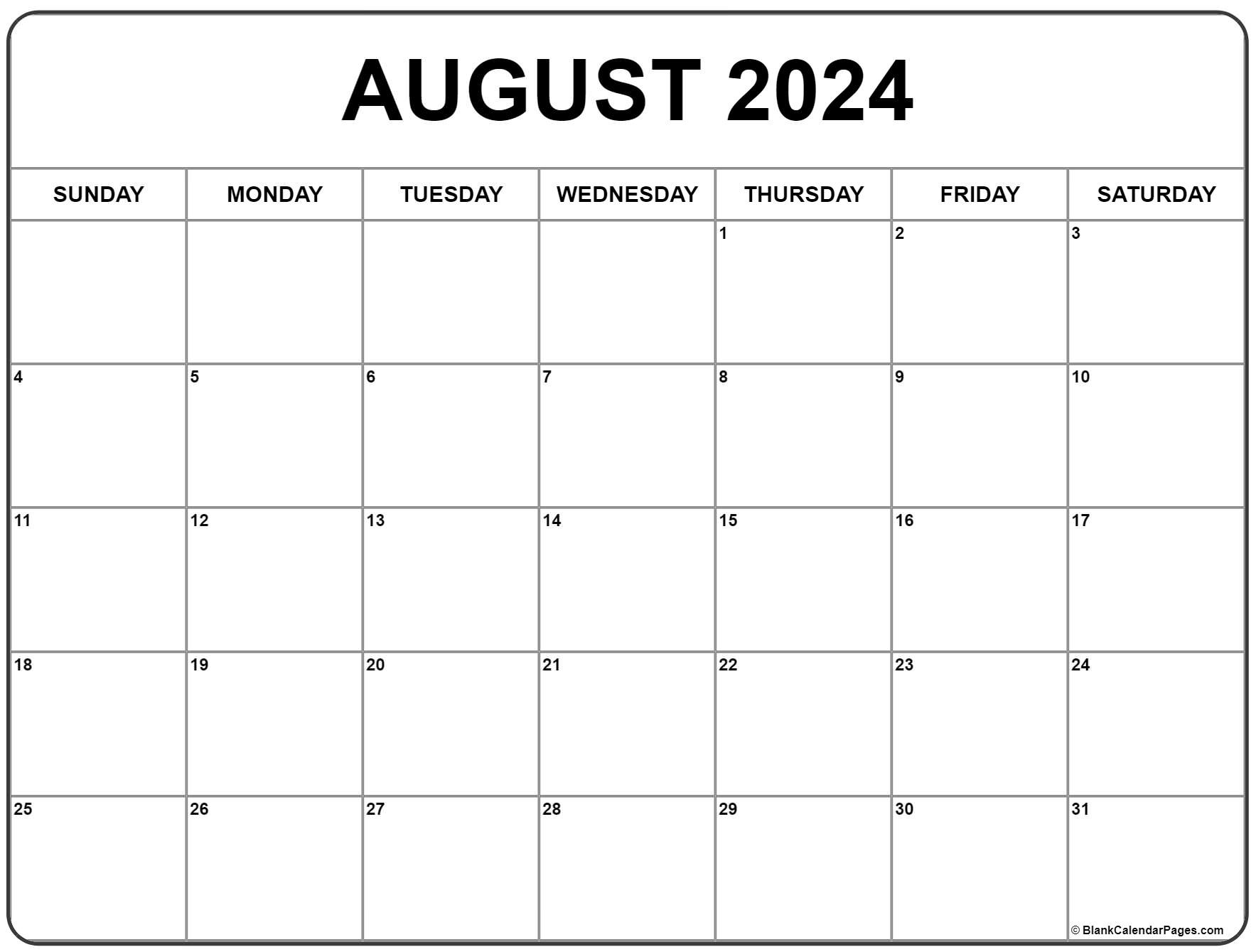 August 2024 Calendar | Free Printable Calendar in August Month Calendar Printable 2024