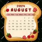 August 2024 Calendar Fruits Bread, 2024, Monthly Calendar, August Intended For August Calendar Clip Art 2024