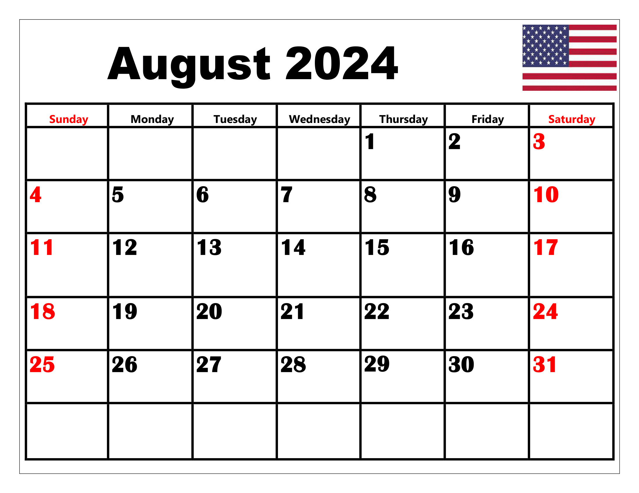 August 2024 Calendar Printable Pdf Templates Free Download in August 2024 Calendar With Holidays Printable