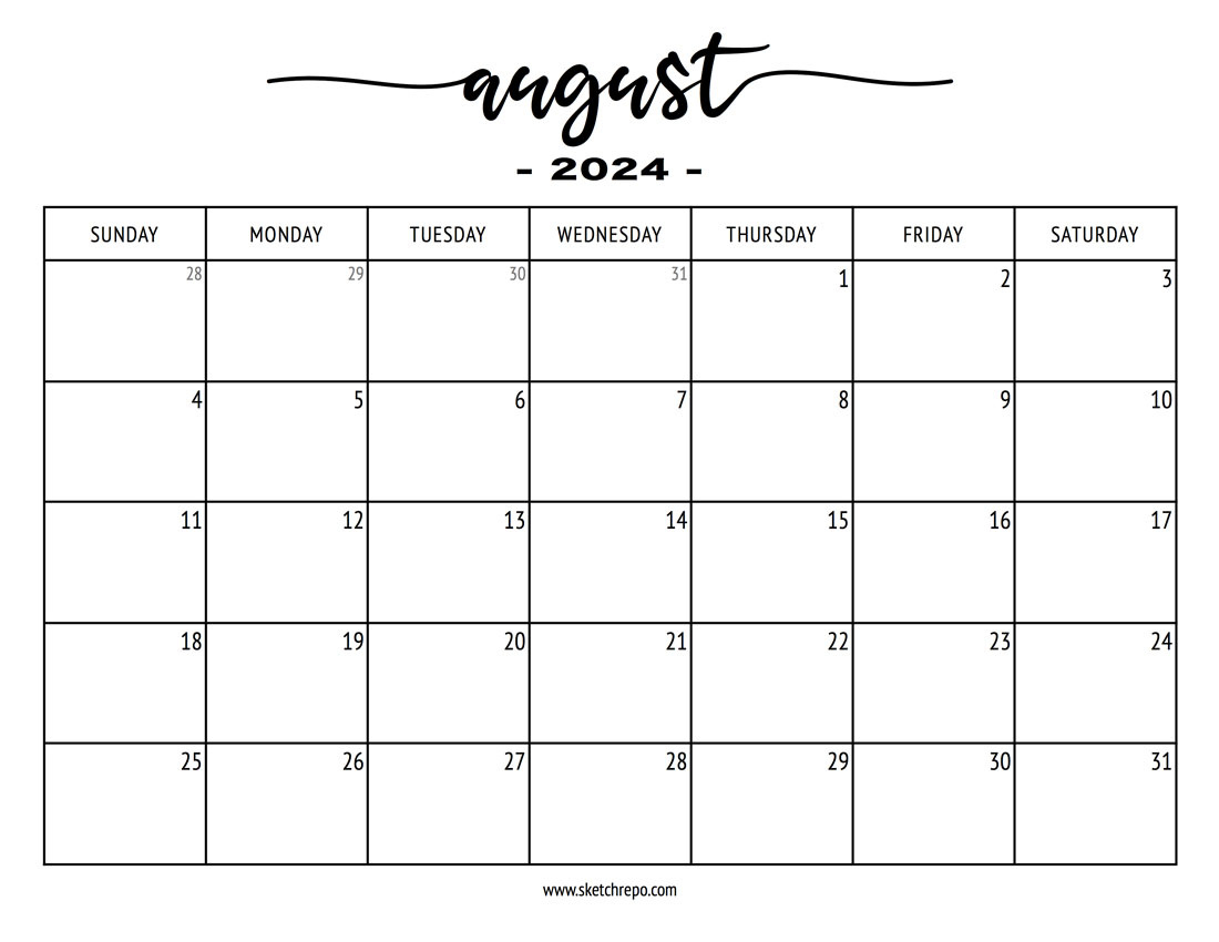 August 2024 Calendar – Sketch Repo intended for August Calendar Dates 2024