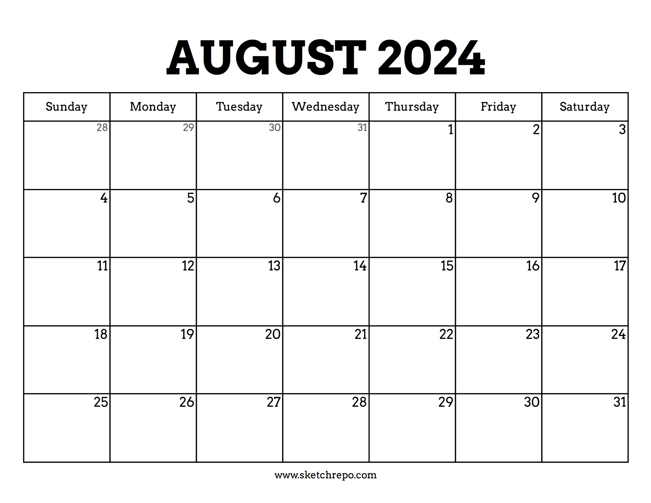 August 2024 Calendar – Sketch Repo pertaining to August 18 2024 Calendar