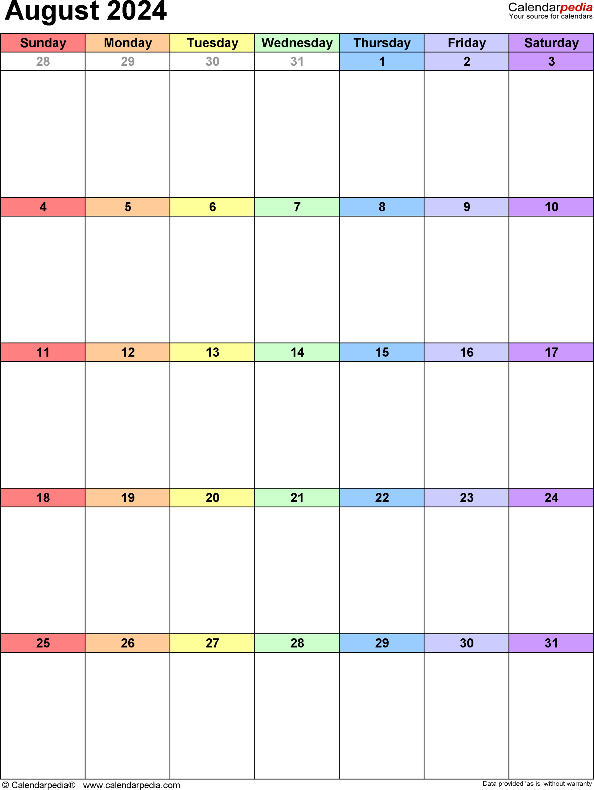 August 2024 Calendar | Templates For Word, Excel And Pdf in Editable Calendar August 2024