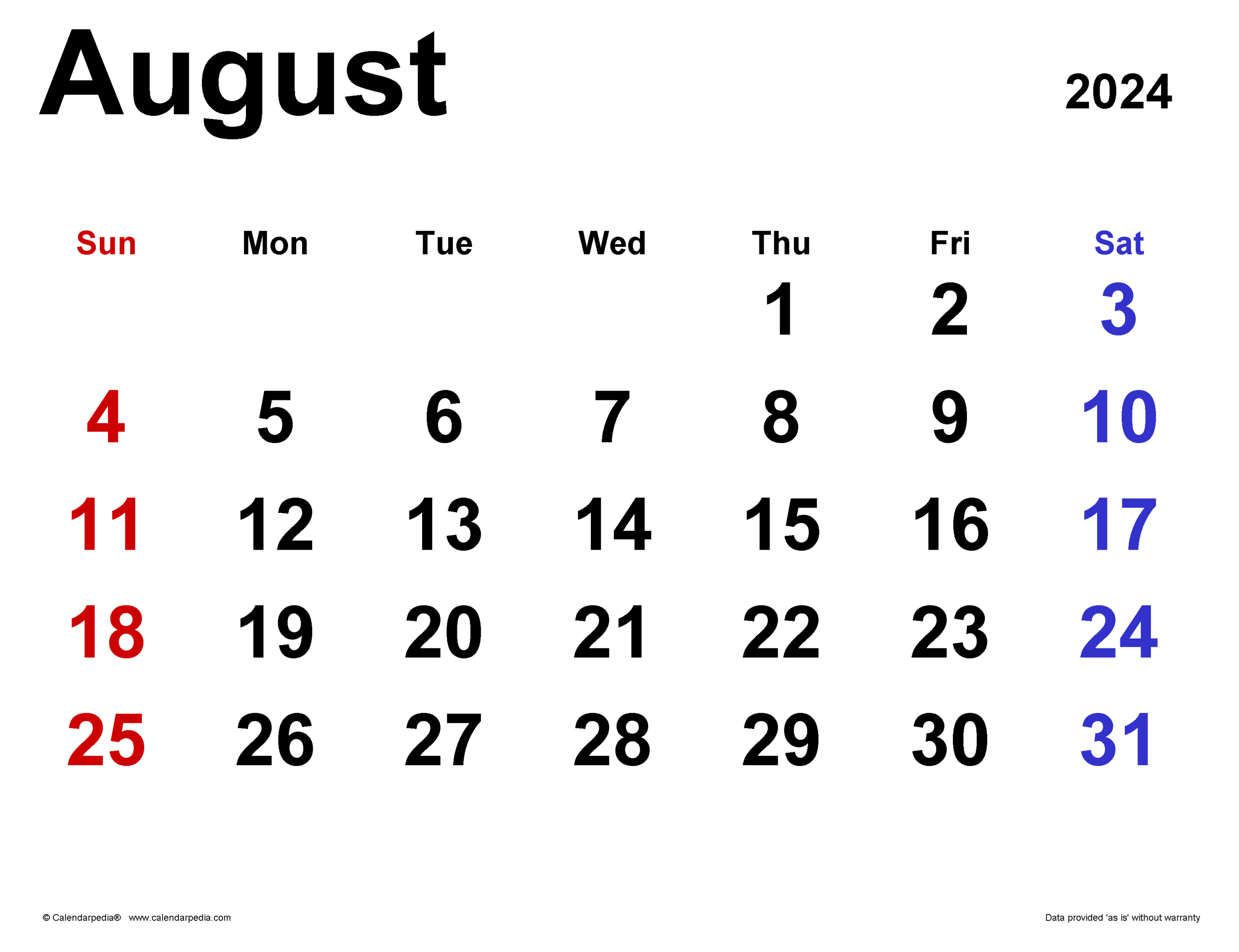 August 2024 Calendar | Templates For Word, Excel And Pdf pertaining to August 18 2024 Calendar