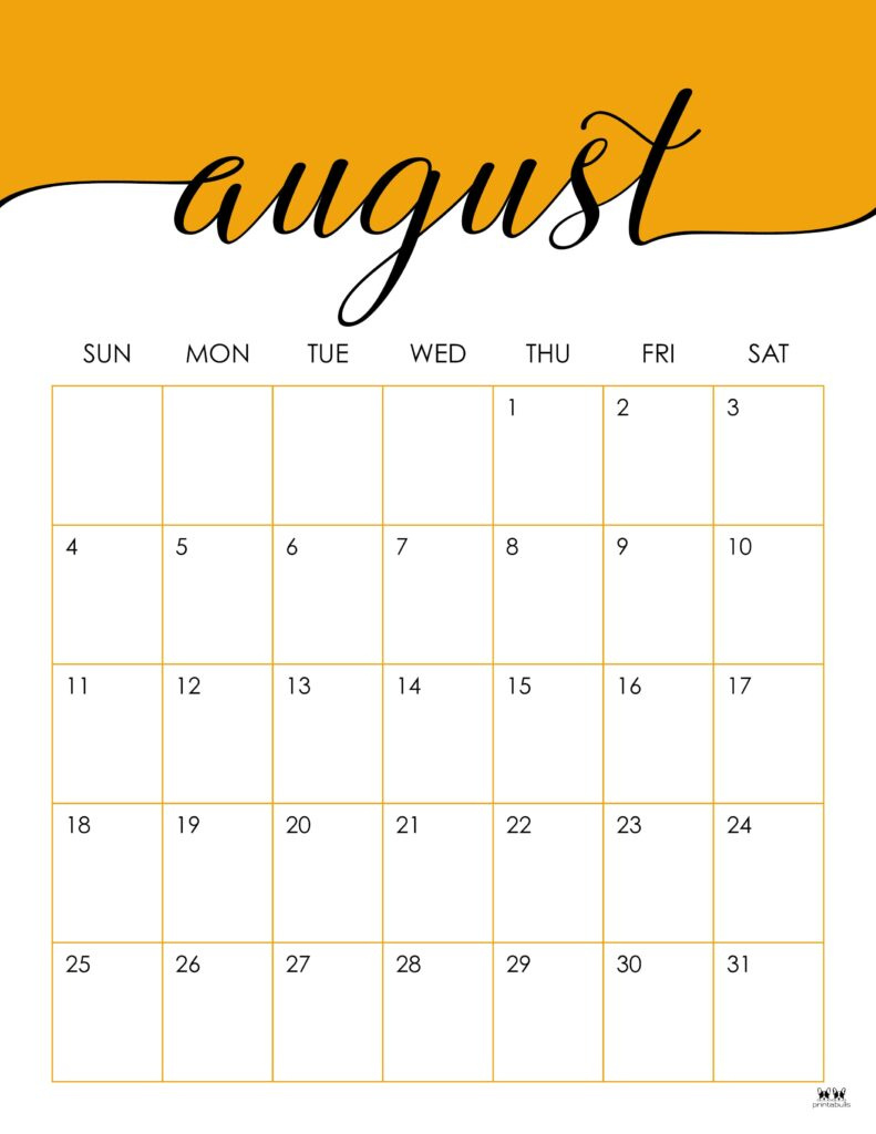 August 2024 Calendars - 50 Free Printables | Printabulls with Show Me August 2024 Calendar