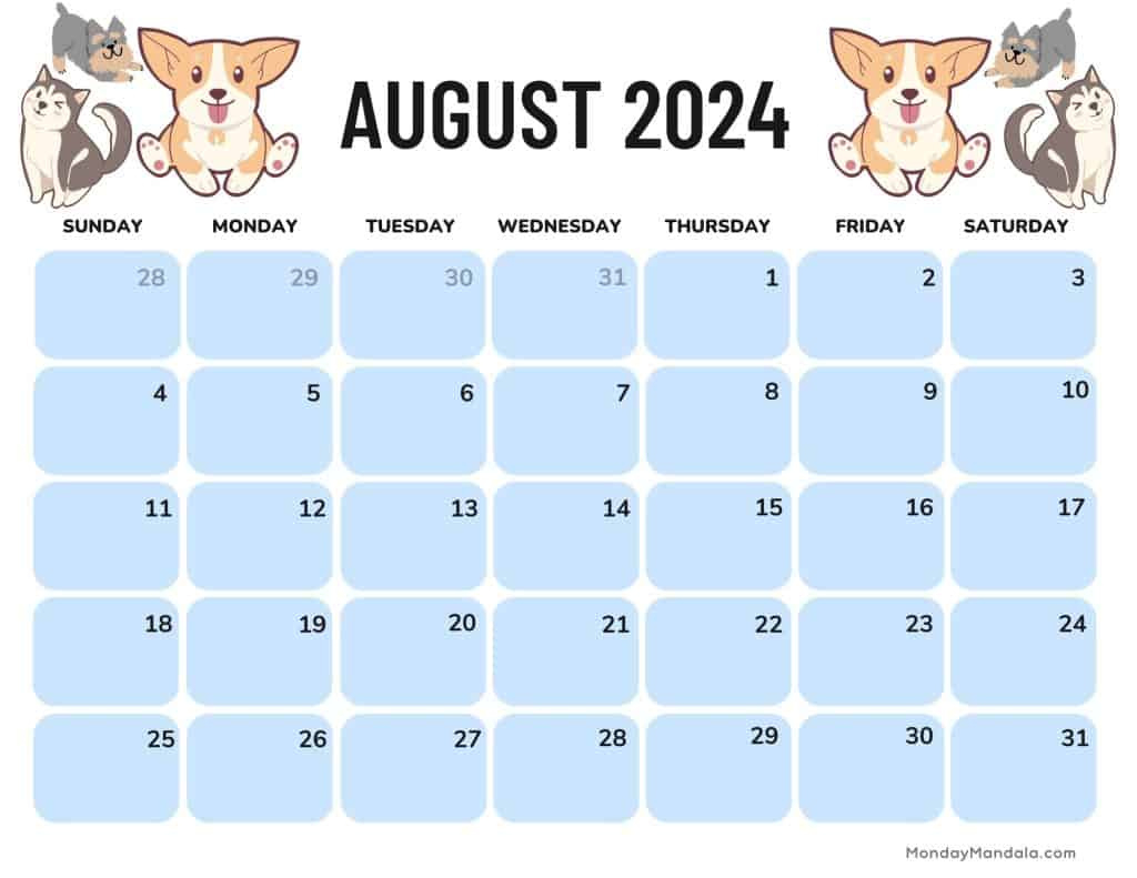 August 2024 Calendars (52 Free Pdf Printables) inside August 2024 Calendar Printable Landscape