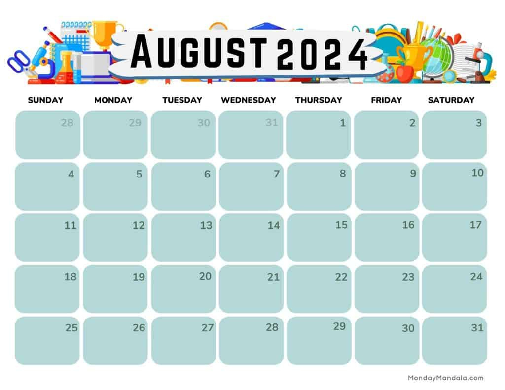 August 2024 Calendars (52 Free Pdf Printables) regarding August Themed Calendar 2024