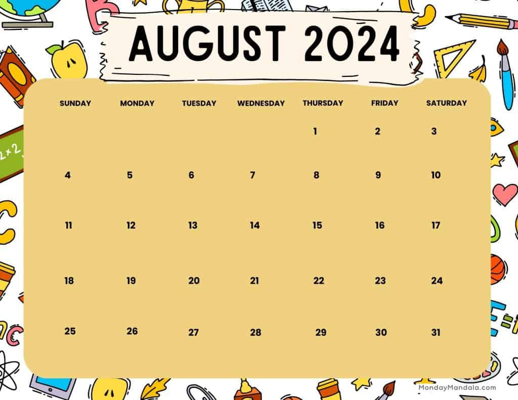 August 2024 Calendars (52 Free Pdf Printables) throughout August Themed Calendar 2024