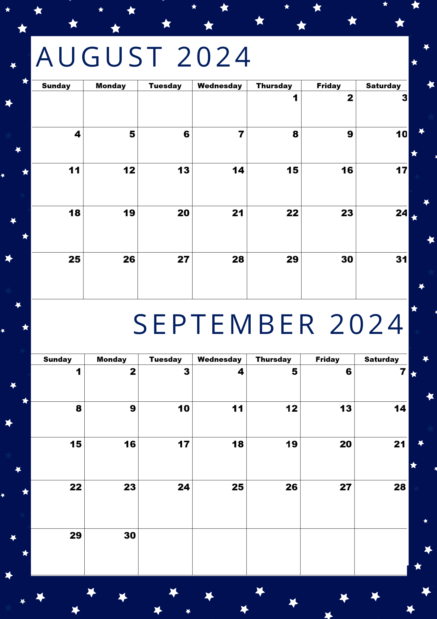 August 2024 Calendar,September 2024 Calendar,Aug Sept 2024,Pdf,A4 with regard to Calendar August And September 2024