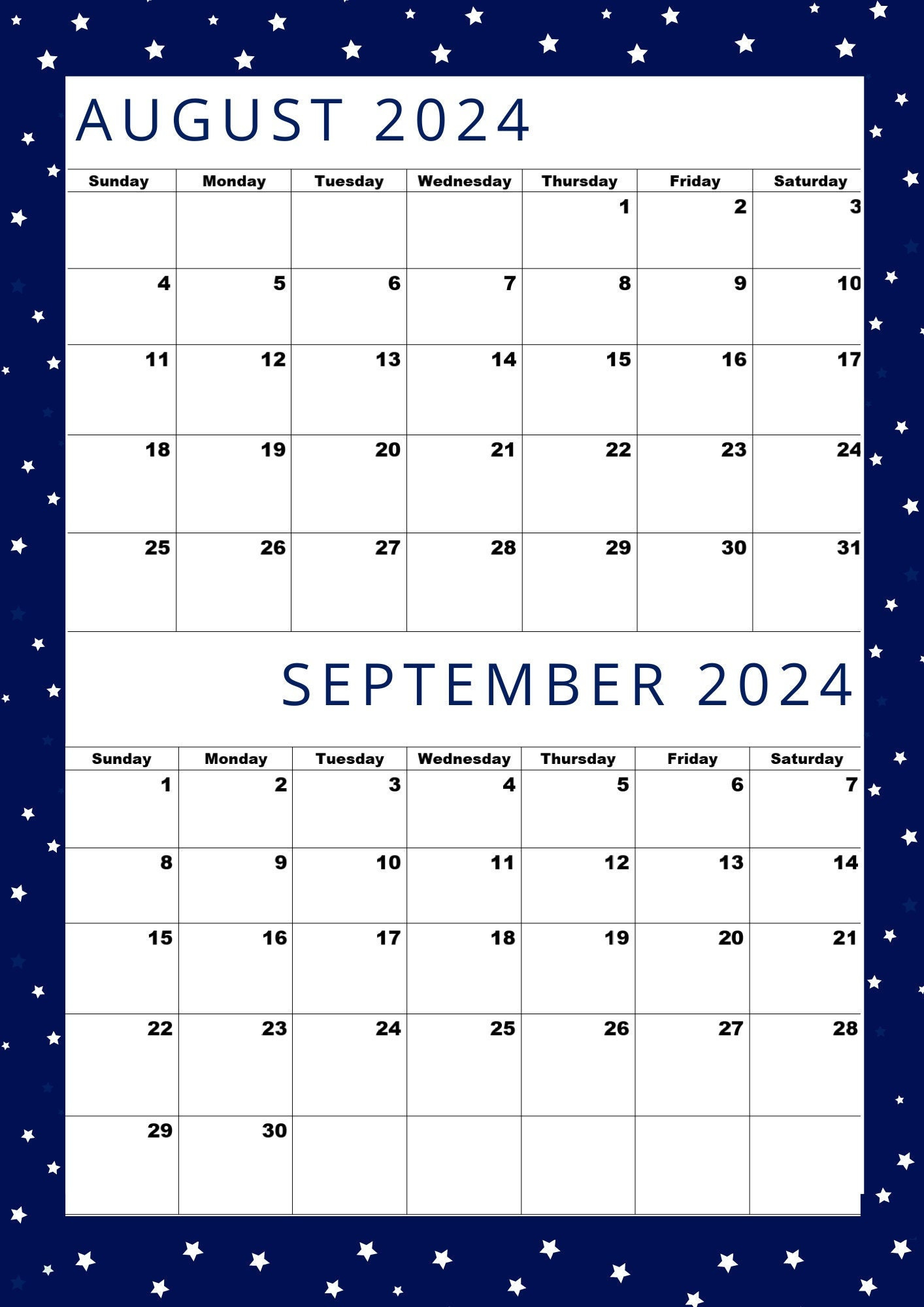 August 2024 Kalender,September 2024 Kalender,August 2024 Sep 2024 for August And September Calendar 2024