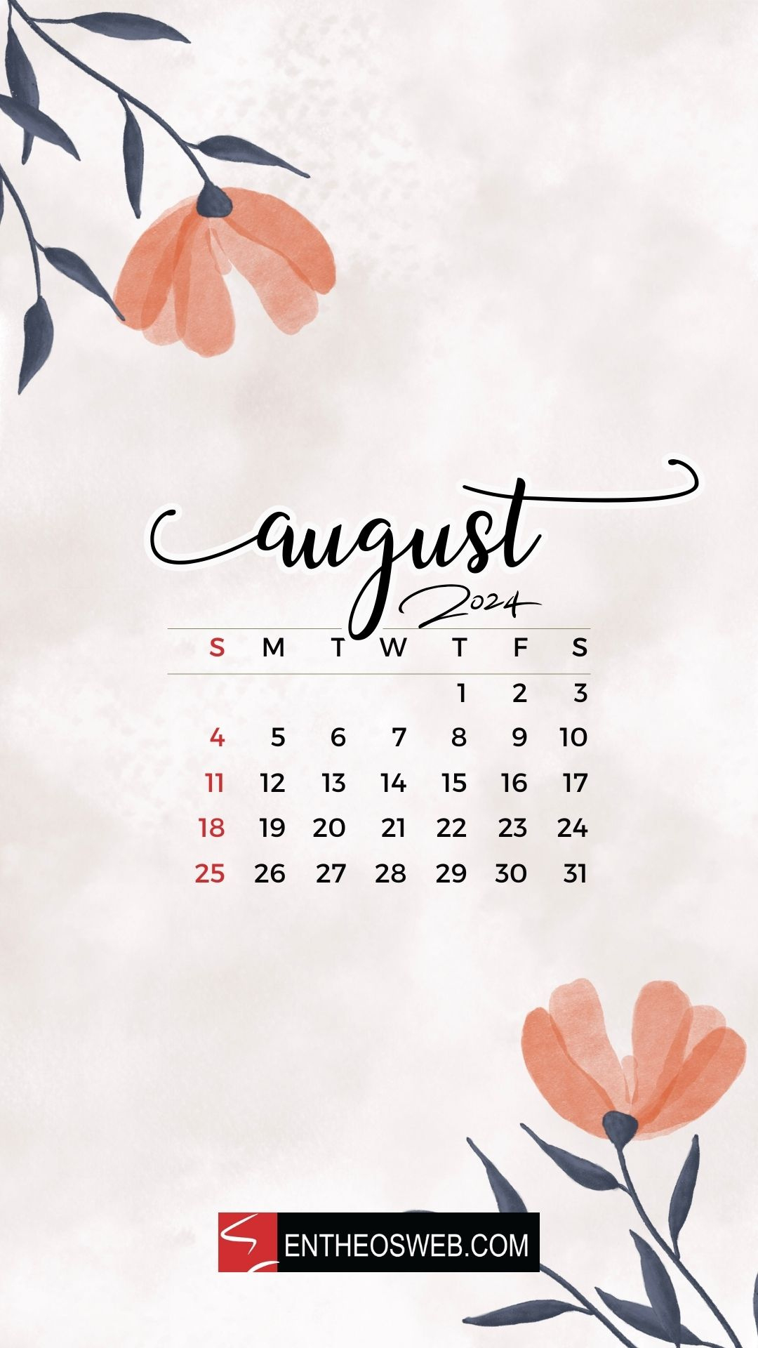 August 2024 Mobile Phone Backgrounds | Entheosweb in August Calendar 2024 Wallpaper