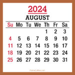 August 2024 Monthly Calendar With Holidays, Printable Free, Beige Inside Calendar August 24