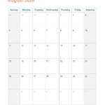 August 2024 Printable Calendar With Word   Agendrix Regarding August 2024 Calendar Printable Word