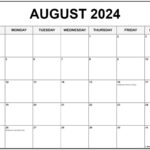 August 2024 With Holidays Calendar For August 2024 Printable Calendar With Holidays