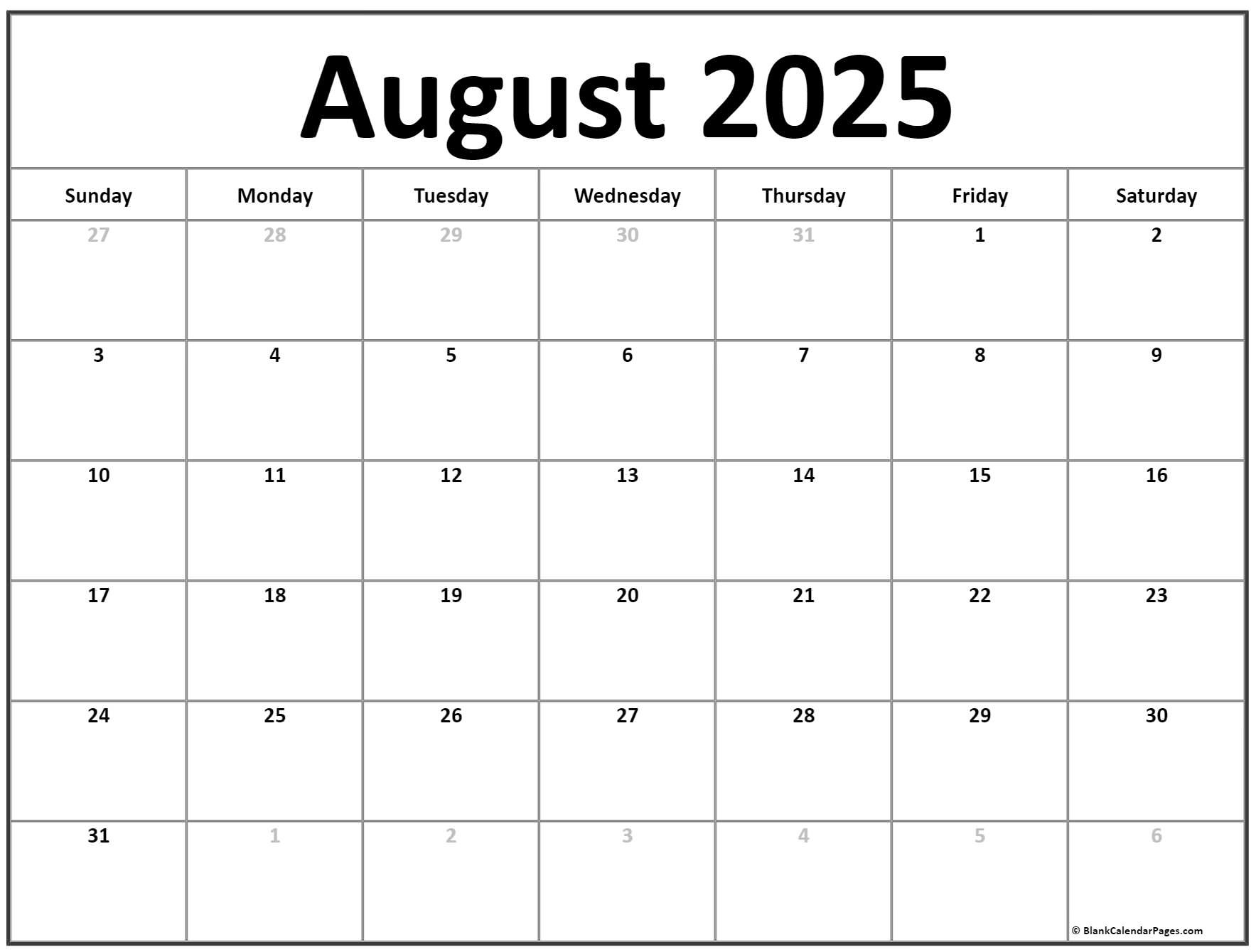 August 2025 Calendar | Free Printable Calendar pertaining to Free Printable Calendar August 2024-May 2025