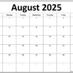 August 2025 Calendar | Free Printable Calendar With Regard To Printable Calendar August 2024 May 2025