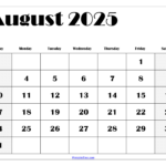 August 2025 Calendar Printable Pdf Template With Holidays In August 2025 Calendar