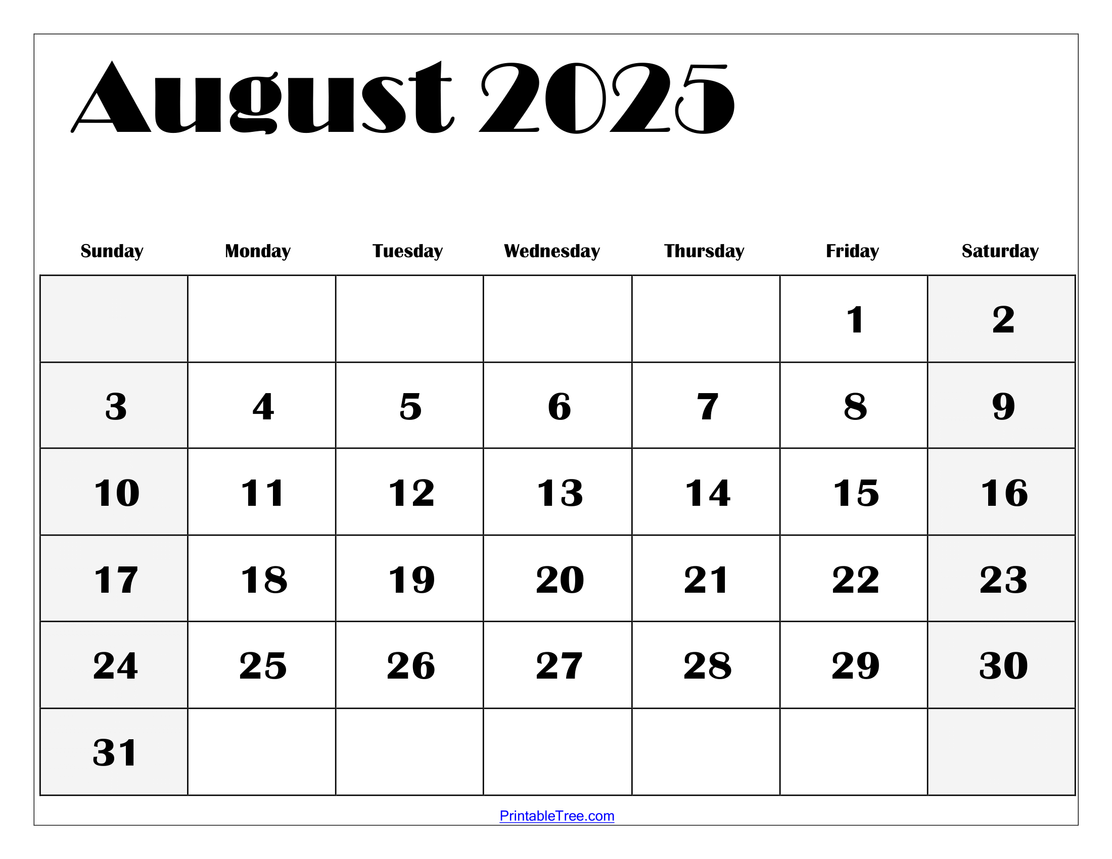 August 2025 Calendar Printable Pdf Template With Holidays in August 2025 Calendar