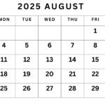 August 2025 Calendar Printable Pdf Template With Holidays Regarding August 2025 Calendar Printable