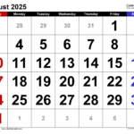 August 2025 Calendar | Templates For Word, Excel And Pdf Regarding August Calendar 2025