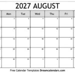 August 2027 Calendar   Free Printable With Holidays And Observances For August 2027 Calendar