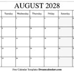 August 2028 Calendar   Free Printable With Holidays And Observances With August 2028 Calendar