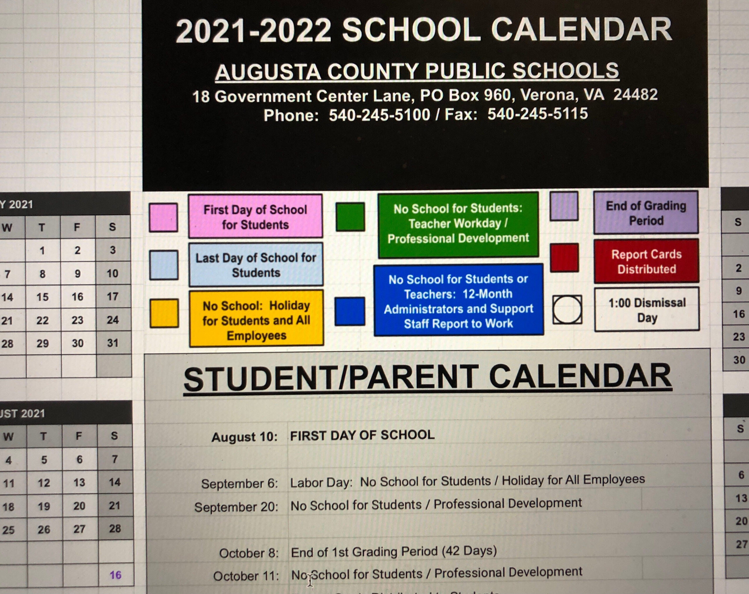 Augusta County Schools Calendar 2024