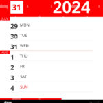 Calendar Planner For Week 31 In 2024, Ends August 4, 2024 Stock For August 4 2024 Calendar