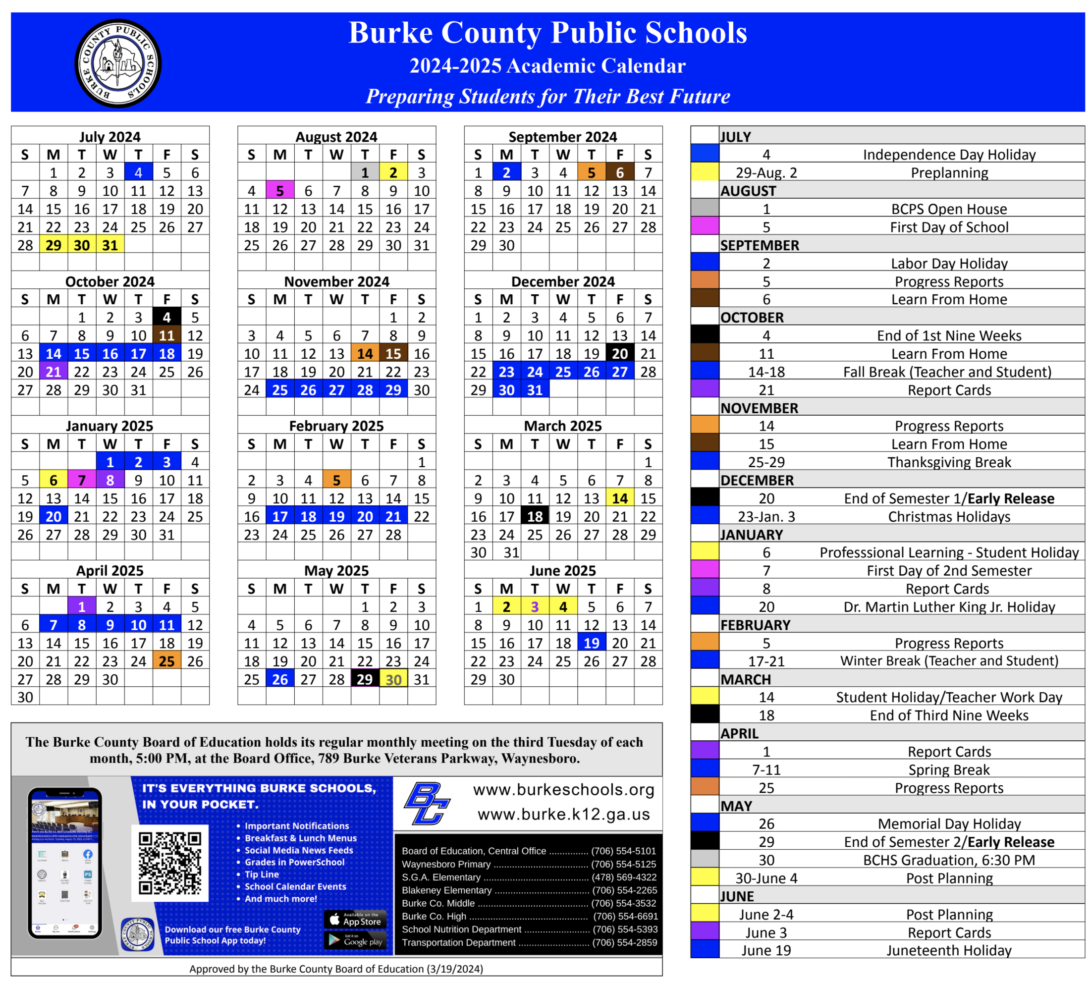 Calendar – Students &amp;amp; Parents – Burke County Public Schools within Augusta County School Calendar 2024-2025 Printable