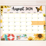 Editable August 2024 Calendar, Printable Calendar 2024, Beautiful For August Calendar 2024 Printable Cute