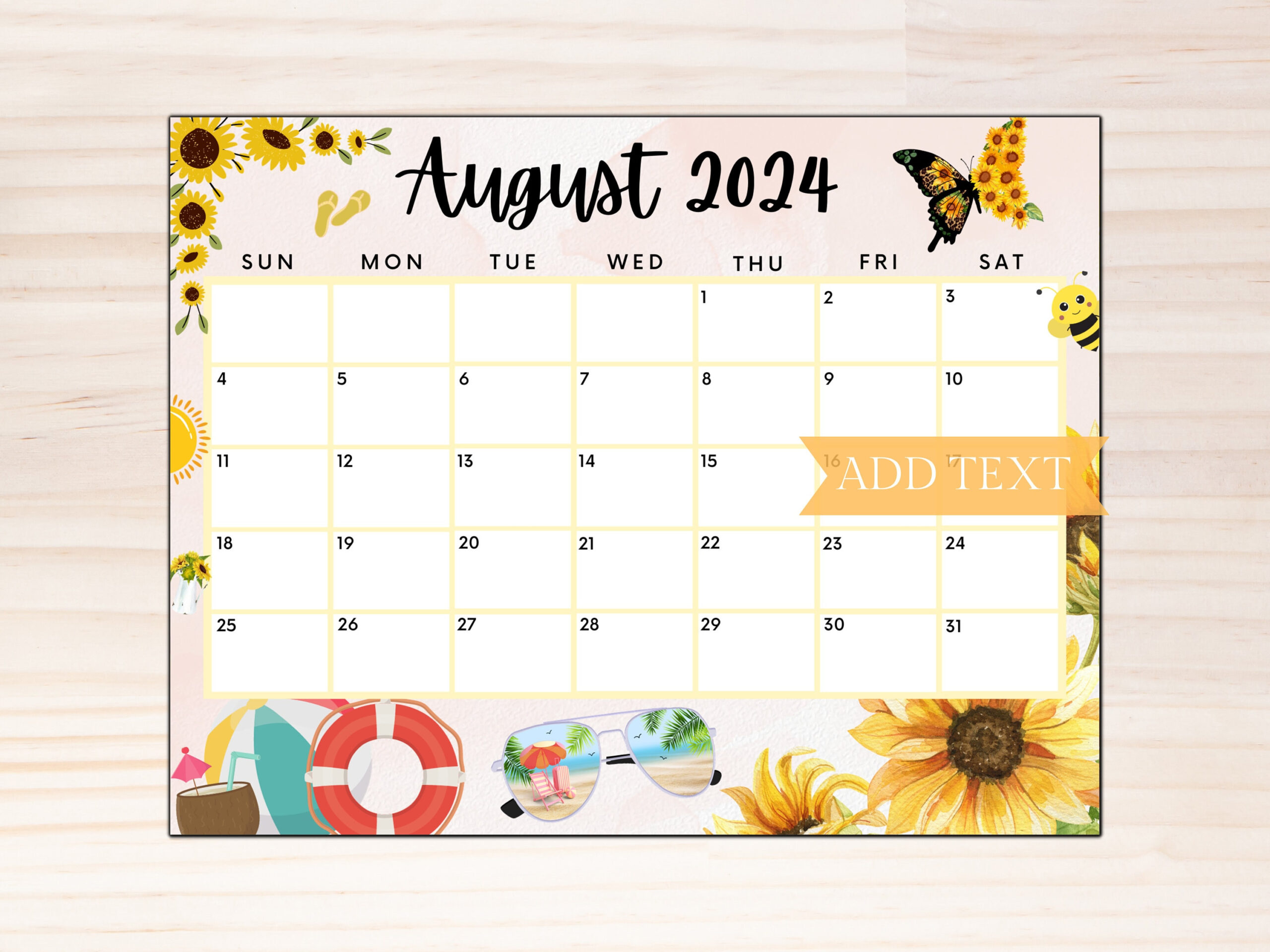 Editable August 2024 Calendar, Printable Calendar 2024, Beautiful for August Calendar 2024 Printable Cute