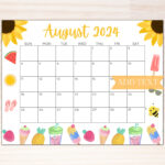 Editable August 2024 Calendar, Printable Calendar 2024, School Inside Editable Calendar August 2024