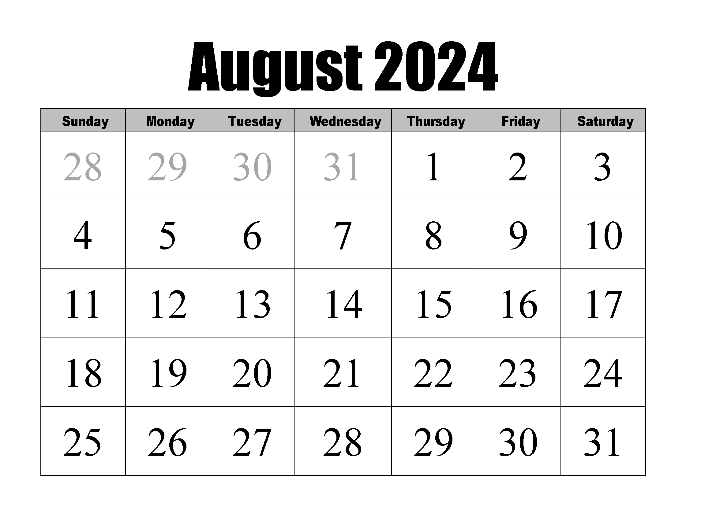 Free Printable August 2024 Calendar | Instant Download within August 23 Calendar 2024