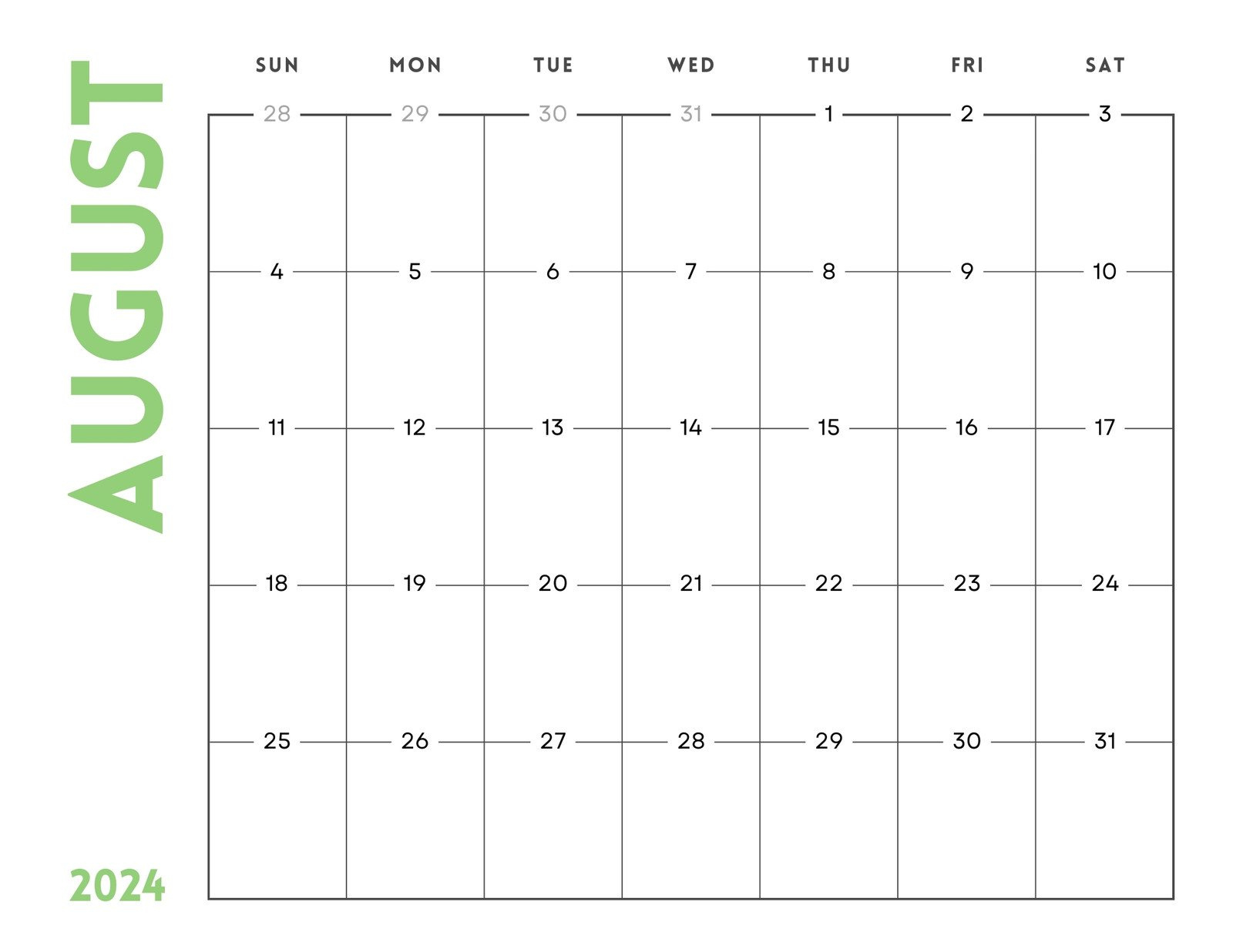 Free Printable August 2024 Calendar Templates | Canva for August 2024 Blank Printable Calendar