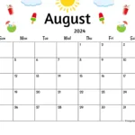 Free Printable & Fillable August Calendar 2024 Inside Free Printable August 2024 Calendar With Holidays