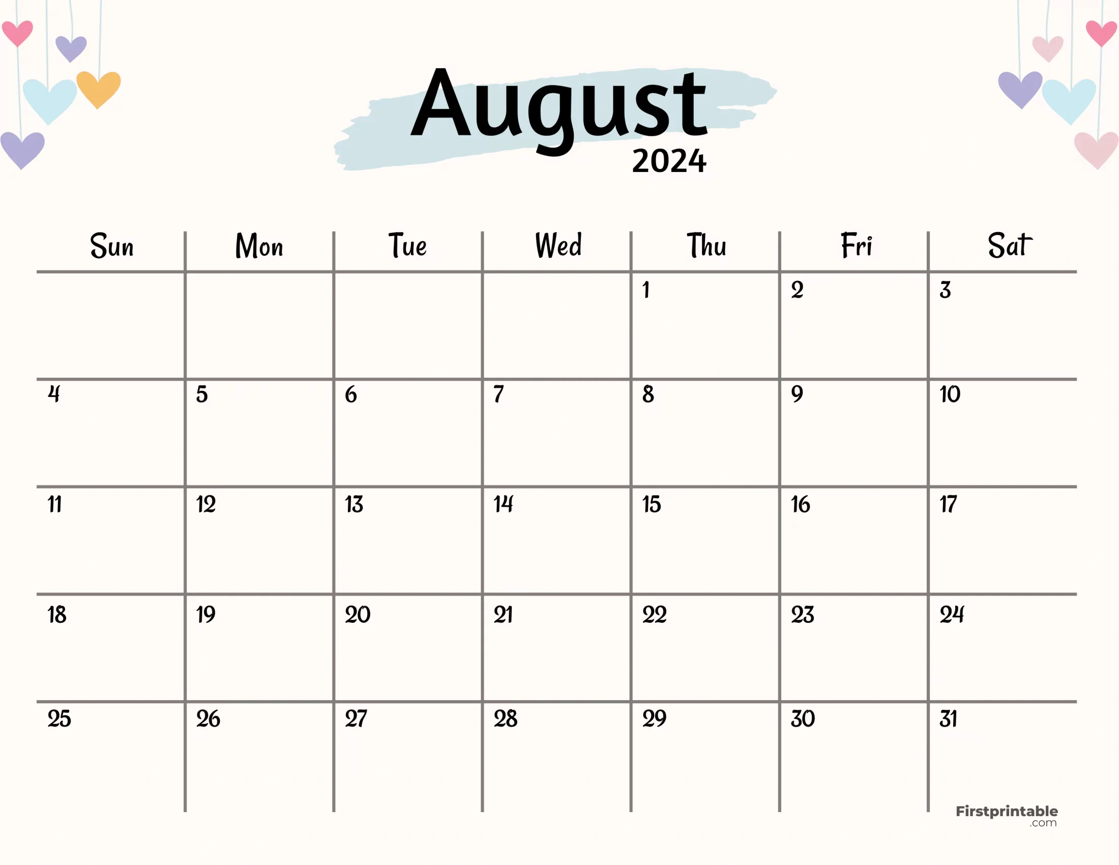 Free Printable &amp;amp; Fillable August Calendar 2024 regarding August Calendar Blank 2024 Printable