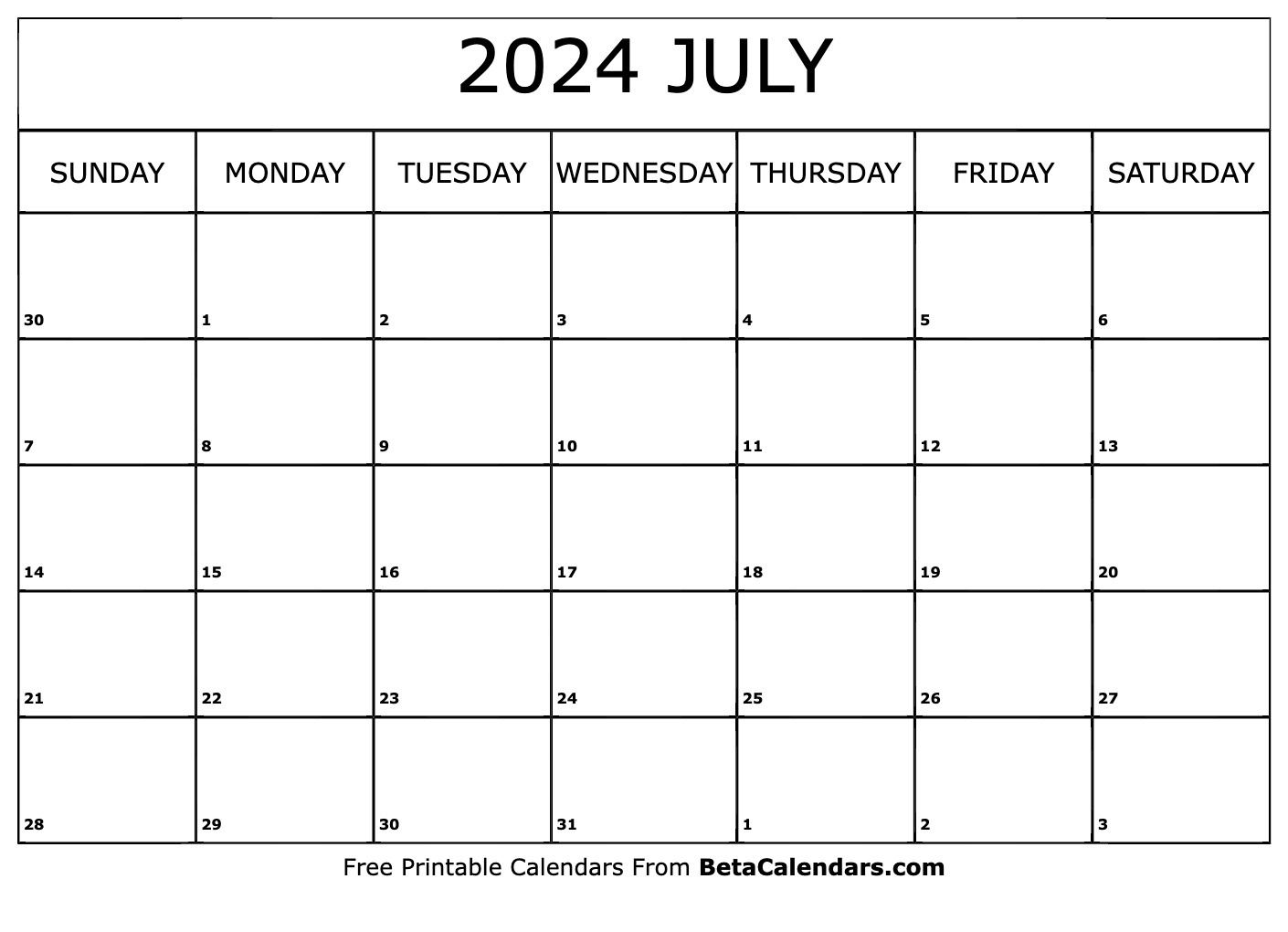 Free Printable July 2024 Calendar with July August 2024 Calendar Free Printable