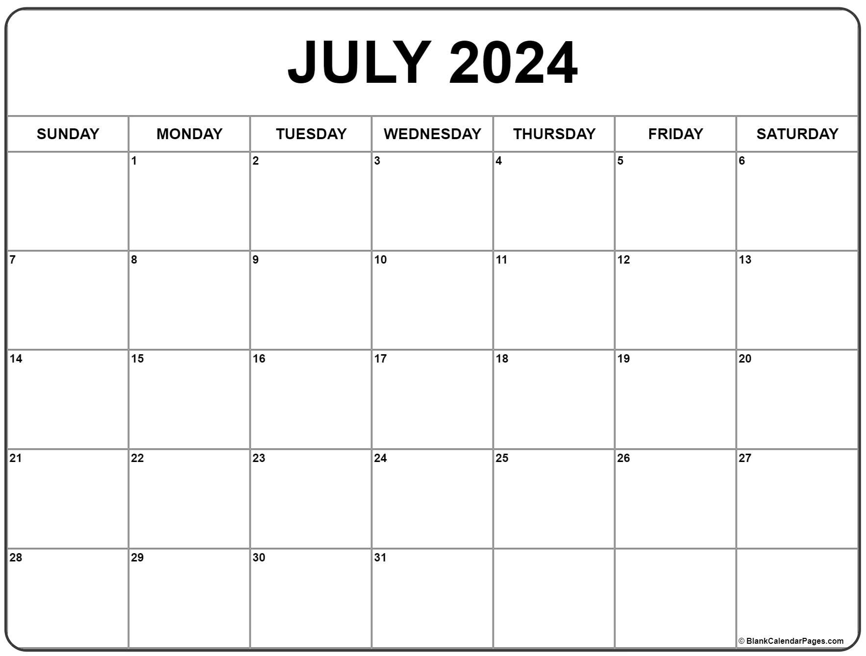 July 2024 Calendar | Free Printable Calendar intended for July And August Printable Calendar 2024