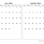 July And August 2024 Calendar | Calendar Quickly For August July Calendar 2024