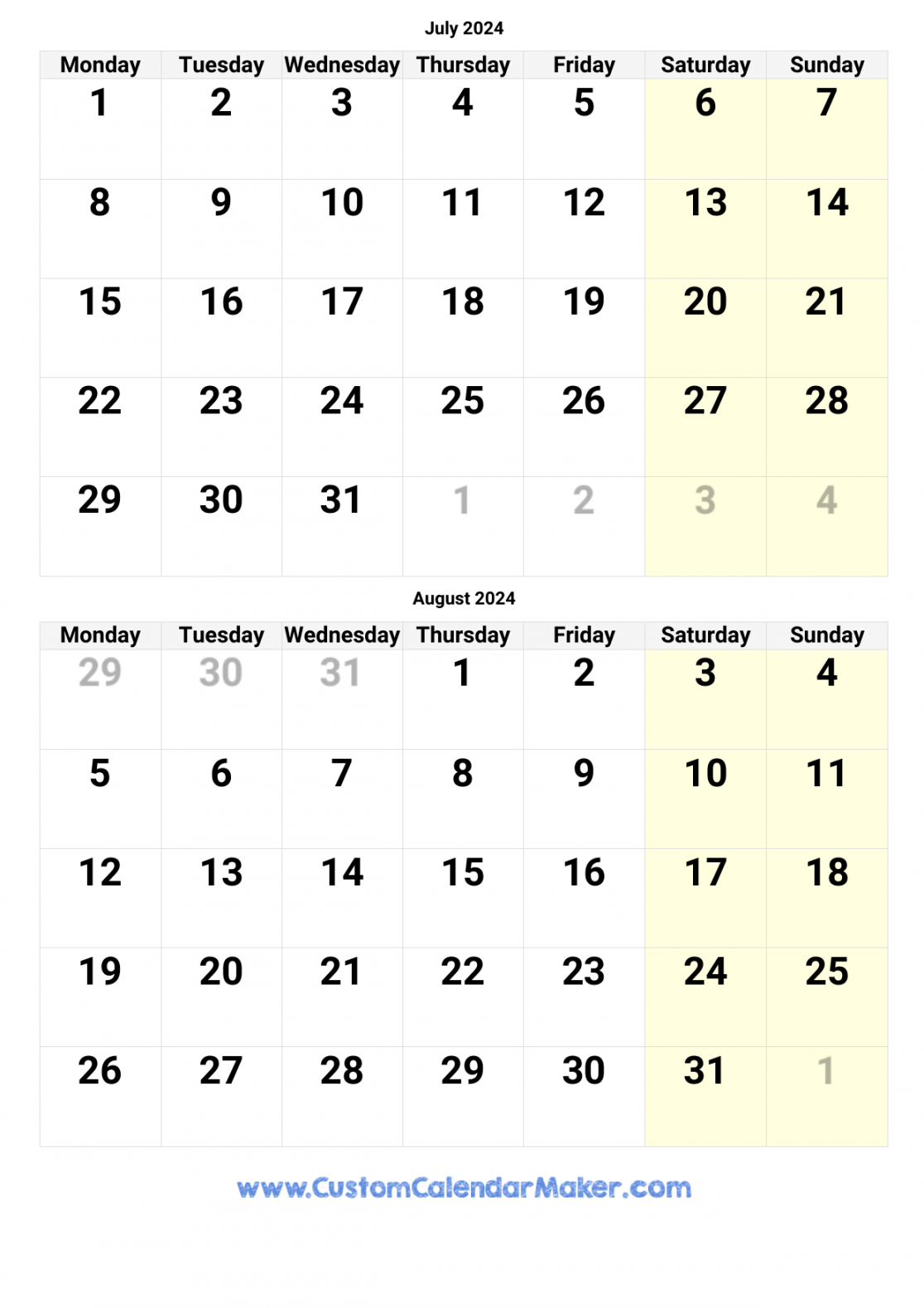 July August September Calendar 2024 with July August September Calendar 2024